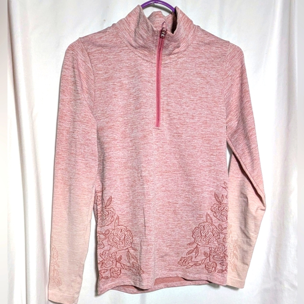 Calia Women’s Pink 1/4 Zip Athletic  Pullover Laser Cutout Long Sleeve | Sz‎ S